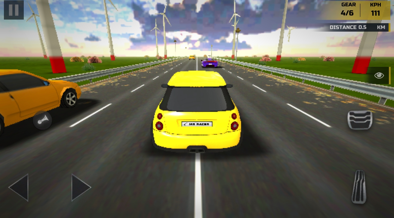 MR RACER gameplay screenshot with night driving environment