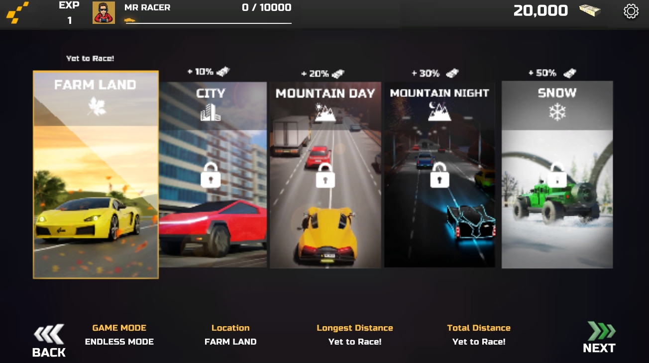 MR RACER gameplay screenshot in snowy location